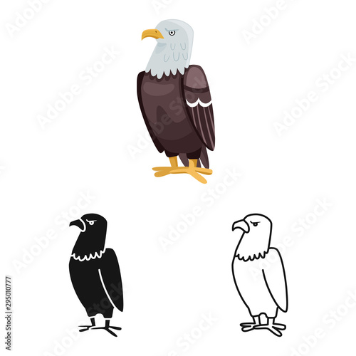 Isolated object of bird and eagle sign. Collection of bird and predatory stock symbol for web.