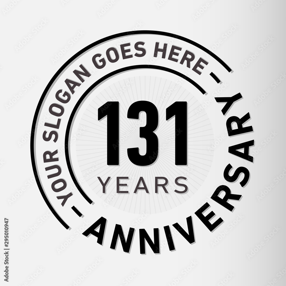131 years anniversary logo template. One hundred and thirty-one years celebrating logotype. Vector and illustration.