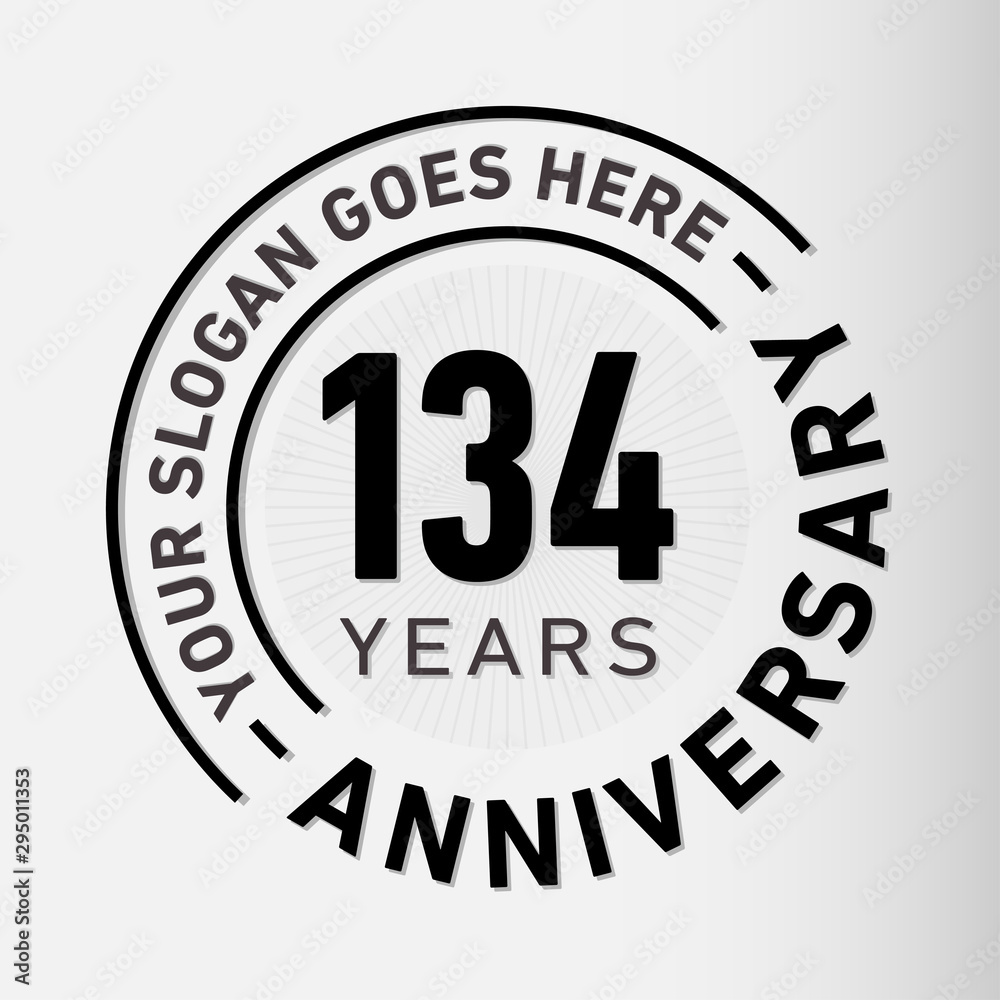 134 years anniversary logo template. One hundred and thirty-four years celebrating logotype. Vector and illustration. 134 years anniversary logo template. One hundred and thirty-four years celebrating logotype. Vector and illustration.