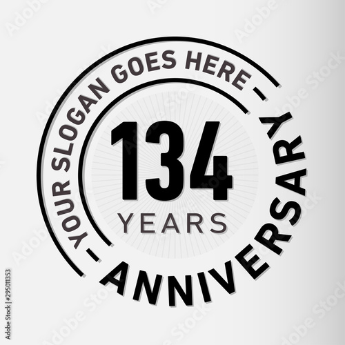134 years anniversary logo template. One hundred and thirty-four years celebrating logotype. Vector and illustration.