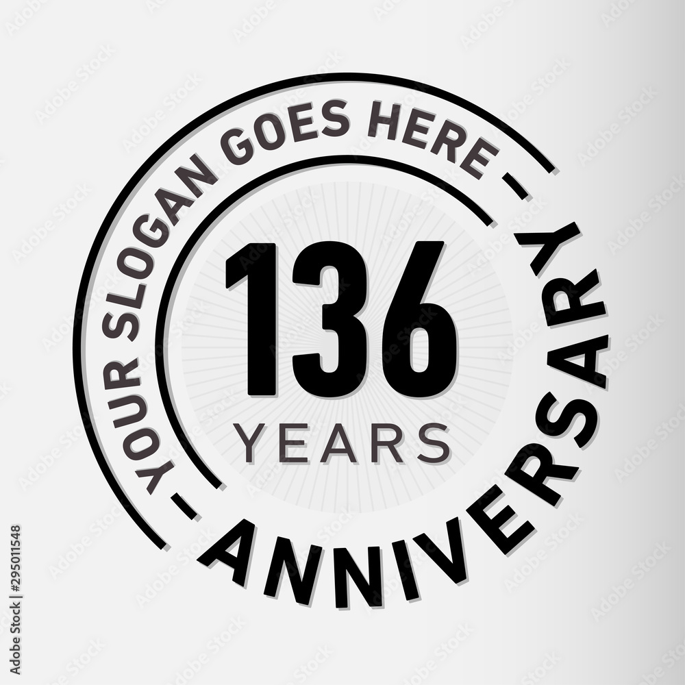 136 years anniversary logo template. One hundred and thirty-six years celebrating logotype. Vector and illustration. 136 years anniversary logo template. One hundred and thirty-six years celebrating logotype. Vector and illustration.