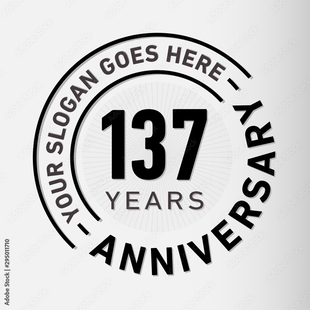 137 years anniversary logo template. One hundred and thirty-seven years celebrating logotype. Vector and illustration.