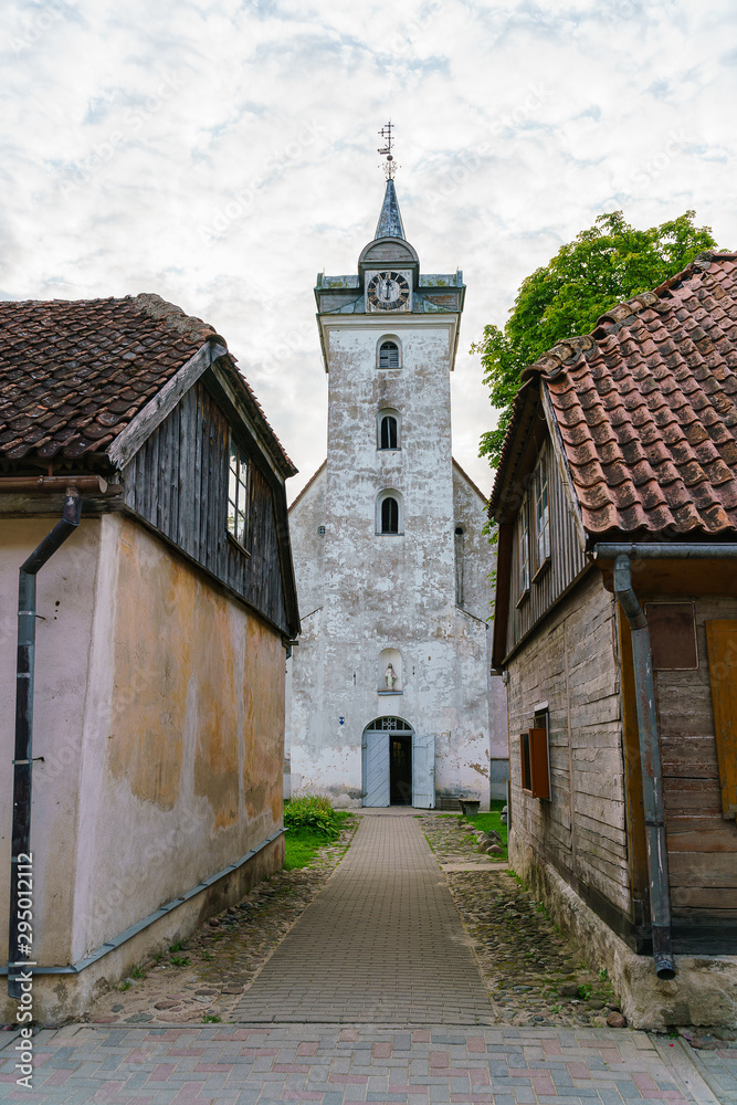 Church in the old part of the city of Kuldiga in Latvia.