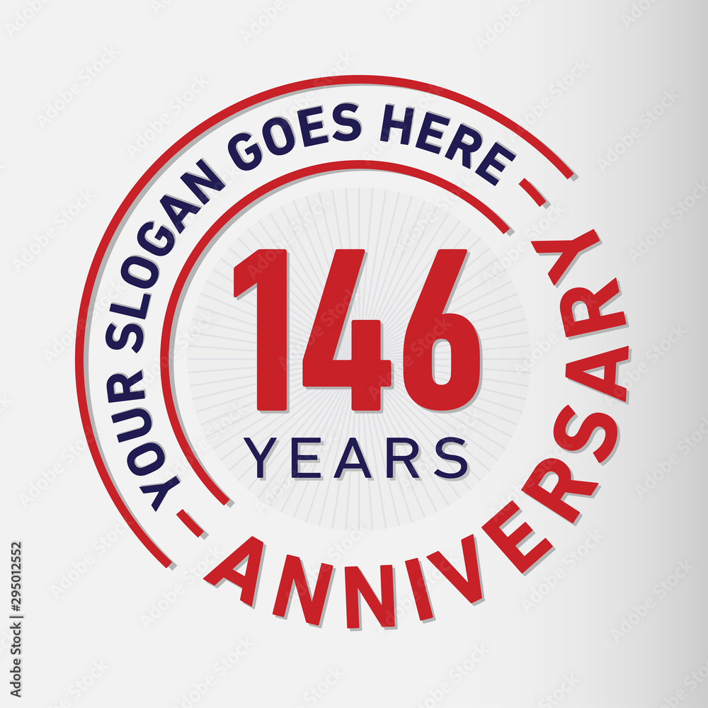 146 years anniversary logo template. One hundred and forty-six years celebrating logotype. Vector and illustration.