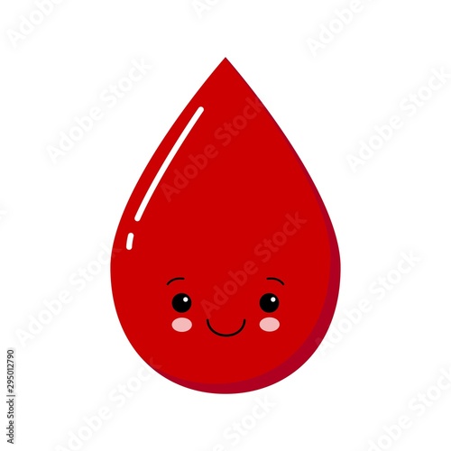Cute happy smiling blood drop character. Vector modern trendy flat style cartoon illustration icon design. Isolated on white background.