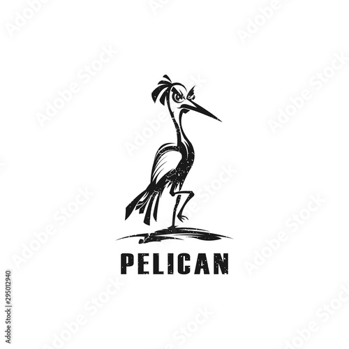 Pelican bird badge logo design