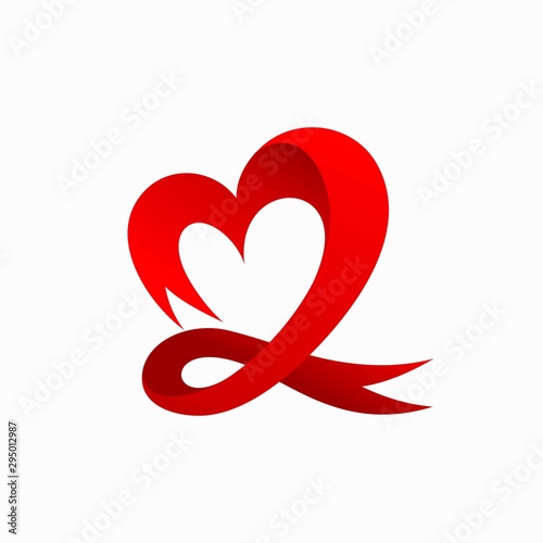 Ribbon logo that formed heart concept
