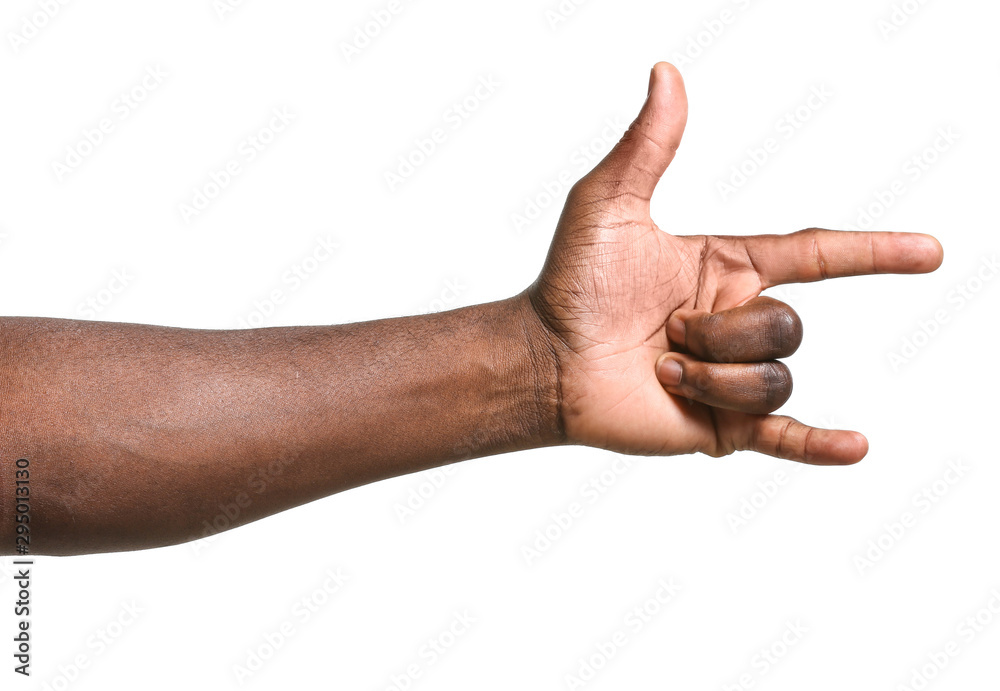 Hand of African-American man on white background Hand of African-American man on white background