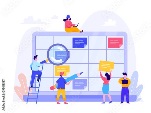 Schedule Planning Concept. Flat vector illustration on White Background. Template for landing page, ui, web, homepage, banner, infographics, hero images