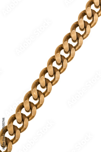 brass chain close-up isolated on white