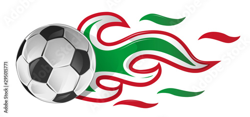 soccer ball on fire with italian and mexican flag