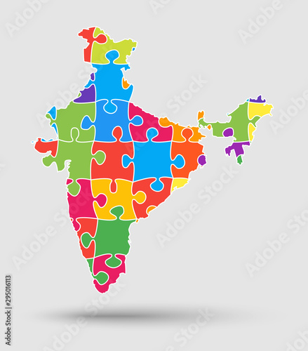 India country map with puzzle pieces vector