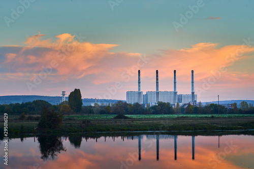 Coal Power Plant Stopped and Undergoing Reconversion Shot A Blue