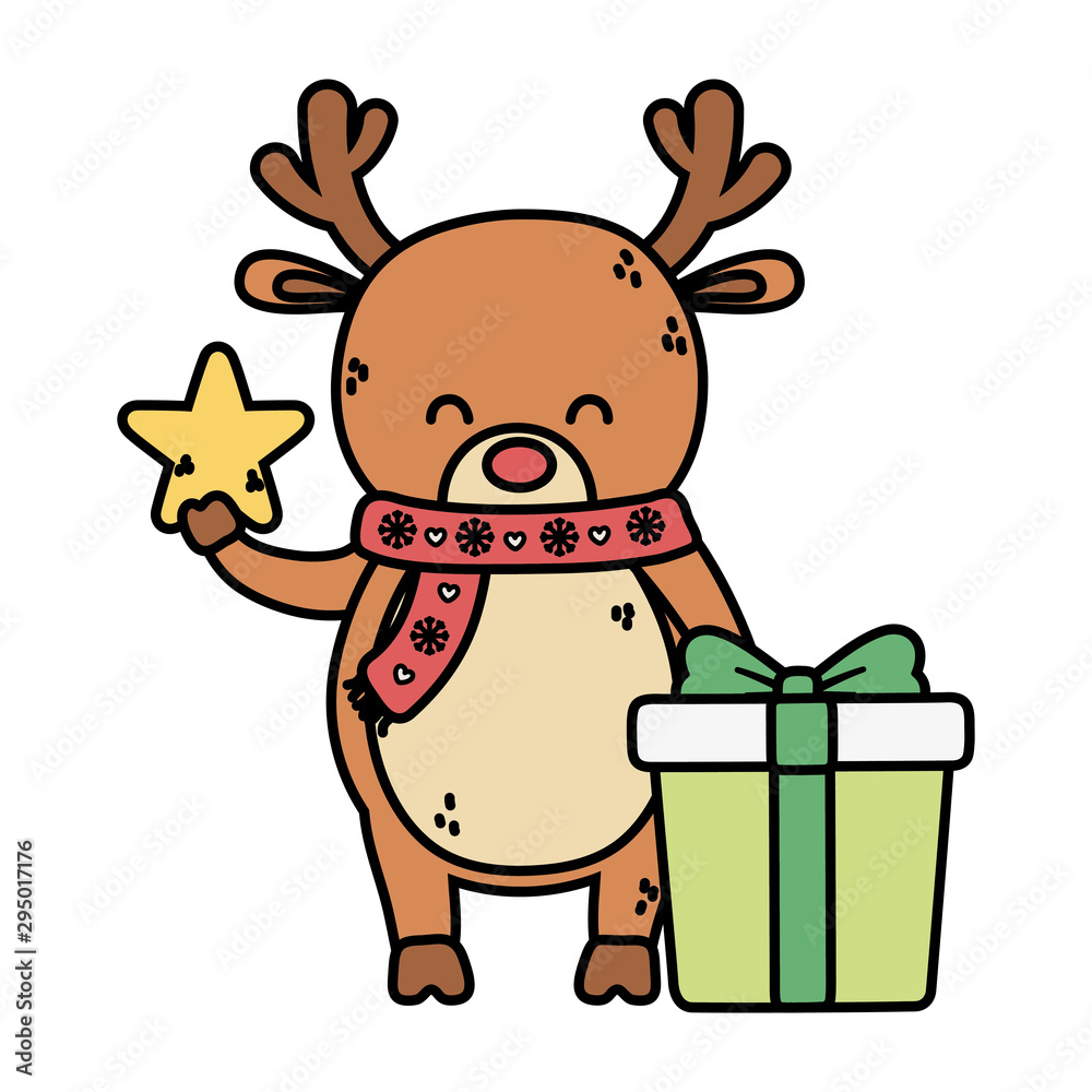 Fototapeta premium reindeer with star and gift decoration merry christmas