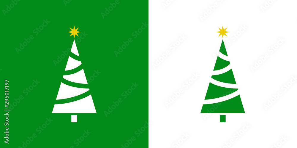 Logotipo con árbol abstracto triangulo con lineas curvas en verde y blanco