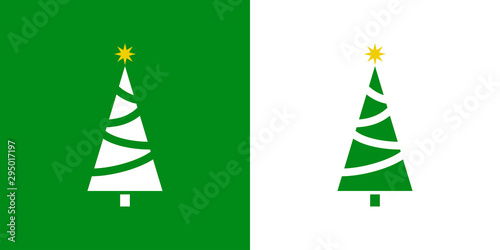 Logotipo con árbol abstracto triangulo con lineas curvas en verde y blanco