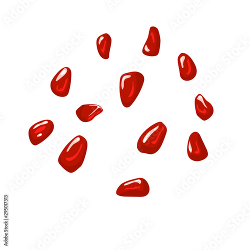 Pomegranate seeds vector. Isolated white background. Flat style