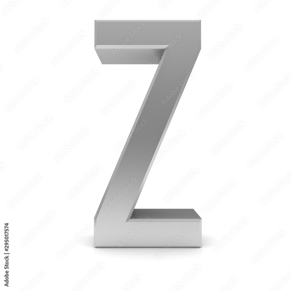 letter Z silver text sign alphabet character 3d render font isolated on white letter Z silver text sign alphabet character 3d render font isolated on white