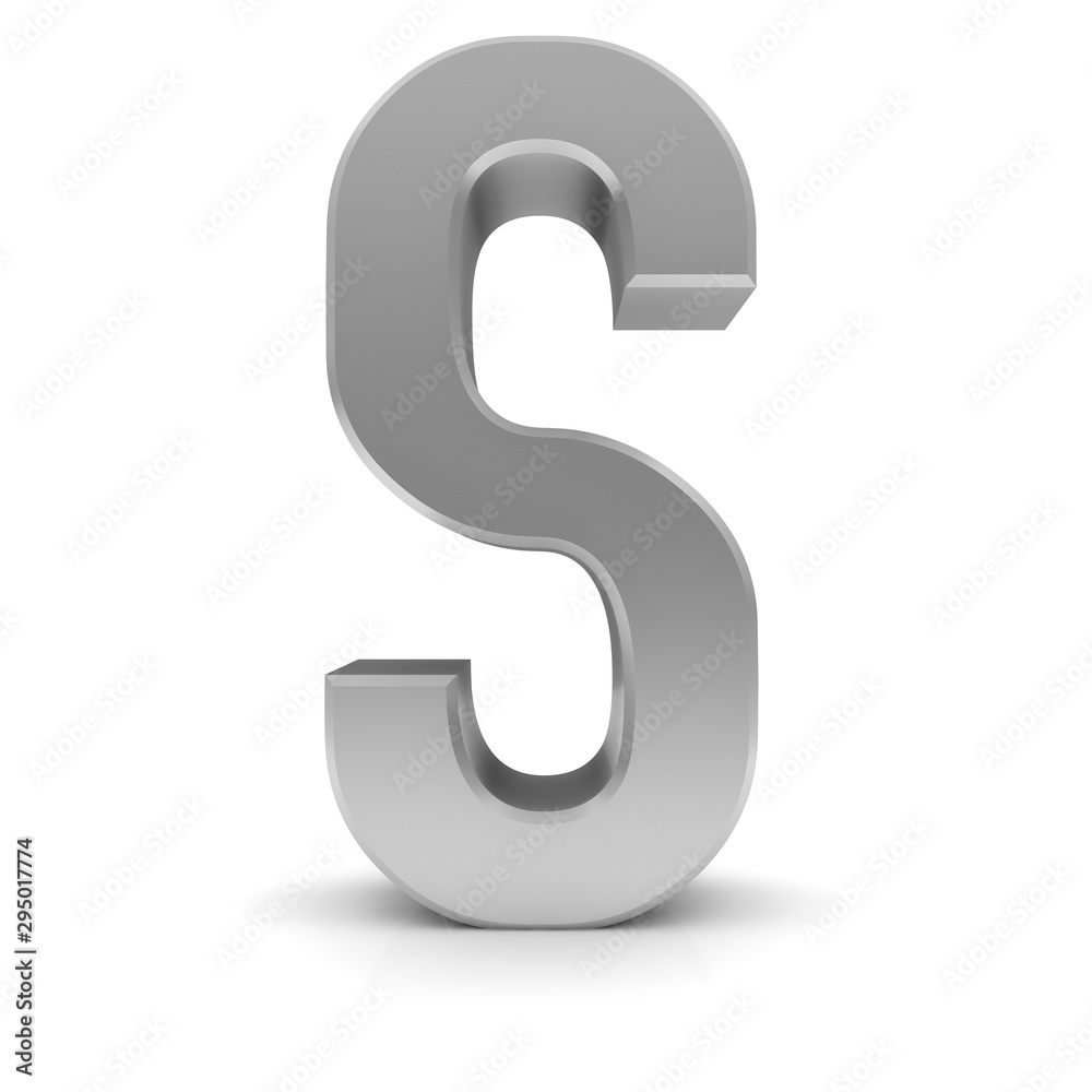 letter S silver text sign alphabet character 3d render font isolated on white letter S silver text sign alphabet character 3d render font isolated on white