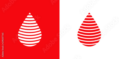 Logotipo con gota de sangre de lineas curvas en rojo y blanco