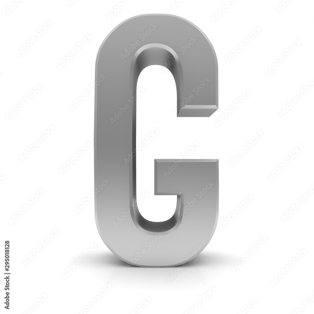 letter g silver text sign alphabet character 3d render font isolated on white letter g silver text sign alphabet character 3d render font isolated on white