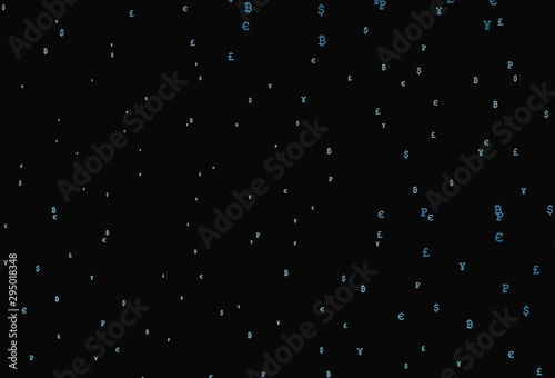 Dark BLUE vector template with currency.