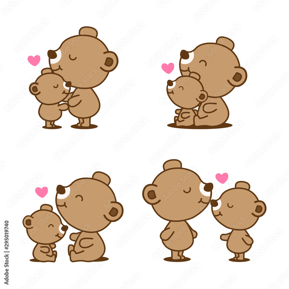Set of bear and baby cartoon. Set of bear and baby cartoon.