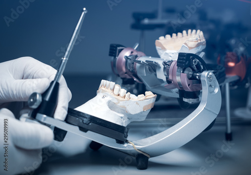 orthodontic prosthesis. laboratory. close-up. dental photo