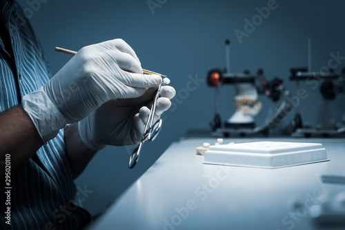 processing and correction of the dental crown. laboratory