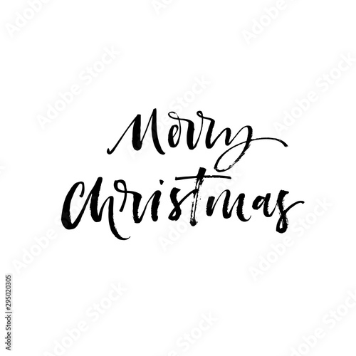 Merry Christmas card. Modern vector brush calligraphy. Ink illustration with hand-drawn lettering. 