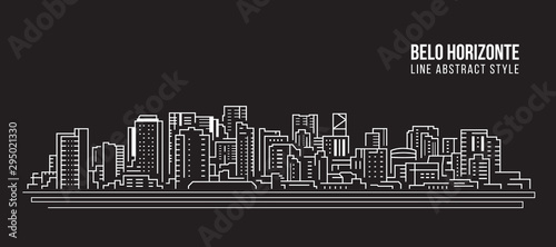 Cityscape Building panorama Line art Vector Illustration design - Belo horizonte city