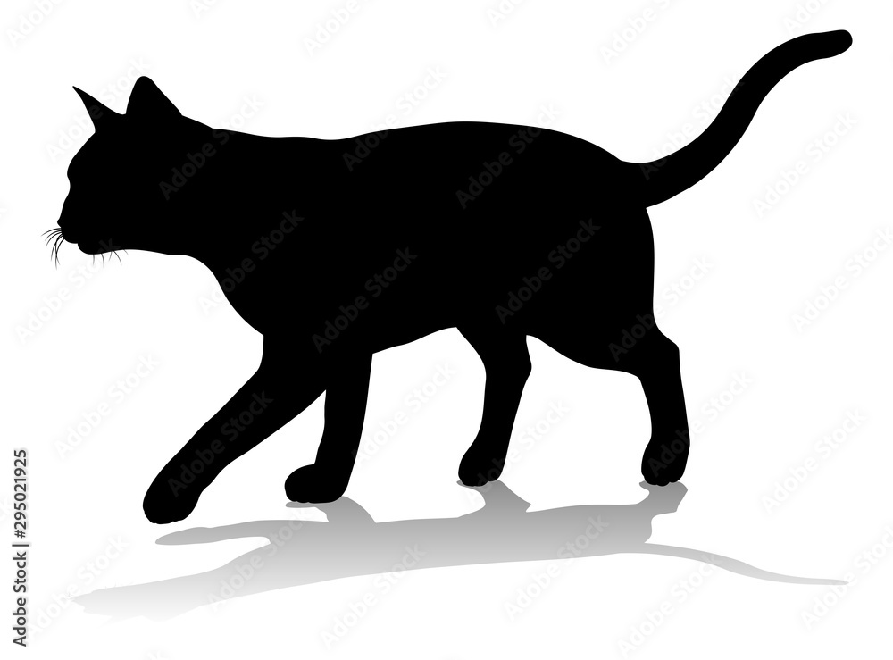 A silhouette cat pet animal detailed graphic