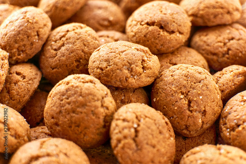 Close-up of many dutch ginger nuts candy. Also known as pepernoten or kruidnoten for the Dutch annual children's feast Sinterklaas on the 5th of december