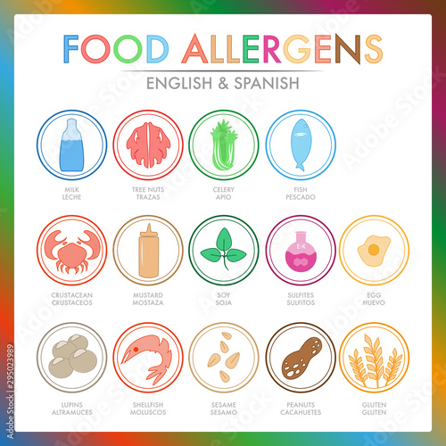 Colorful set of allergens for your business