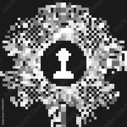 White Movie trophy icon isolated on grey background. Academy award icon. Films and cinema symbol. Abstract circle random dots. Vector Illustration