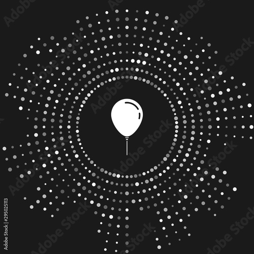 White Balloon with ribbon icon isolated on grey background. Abstract circle random dots. Vector Illustration