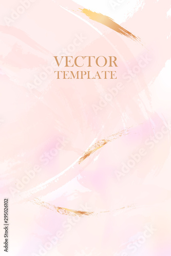 Abstract dusty pink Fluid creative template, cards, color covers set. Geometric design, liquids, shapes with gold foil glitter. Trendy vector abstract art 2020.