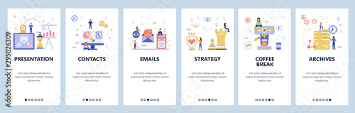 Website and mobile app onboarding screens vector template