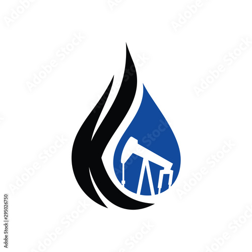 Letter K Logo. Drill Symbol. Oil Icon. Vector Illustration.