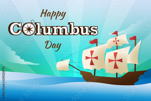 Illustration flat vector happy columbus day  background or banner graphic