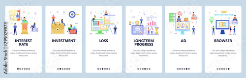 Website and mobile app onboarding screens vector template