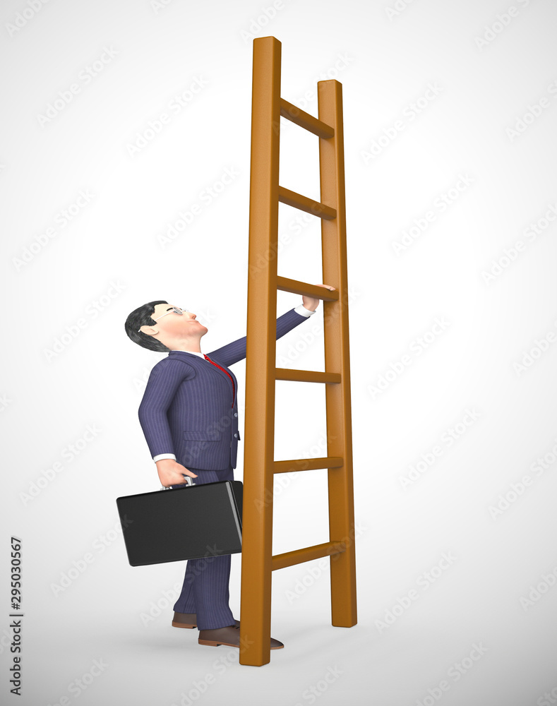 Ladder to success concept icon means ambitious leader desiring goals - 3d illustration Ladder to success concept icon means ambitious leader desiring goals - 3d illustration