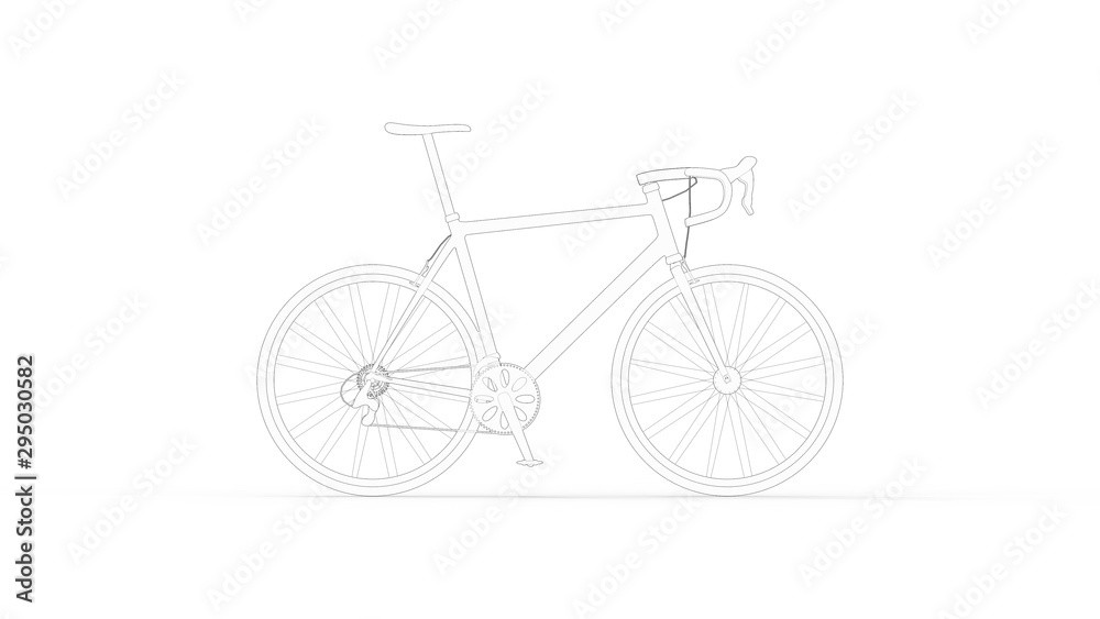 3d rendering of a race sports bicycle isolated in white background