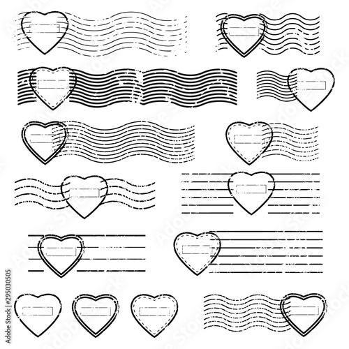 Heart vintage Blank stamp and element postal stamps set.illustration vector