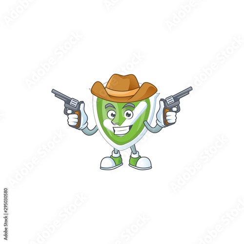 Cowboy checkmark shield for symbol a protection