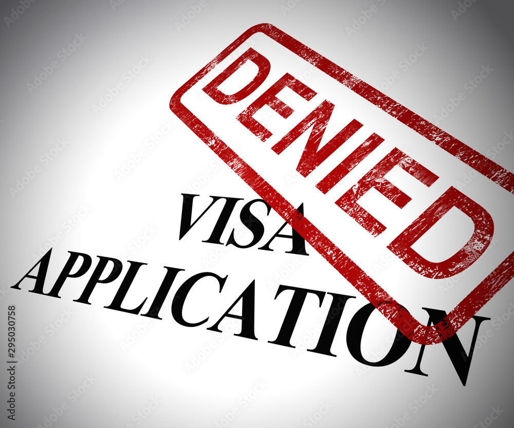 Visa application denied means passport stamp refused 3d illustration