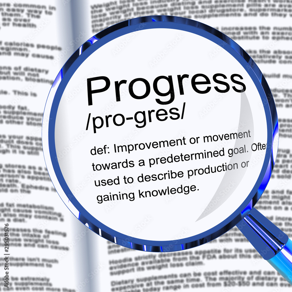 Progress definition means advancement or growth and development - 3d  illustration ilustración de Stock | Adobe Stock