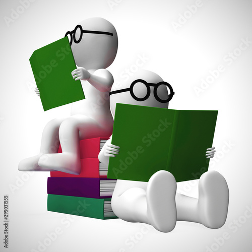 Reading a book character represents education, literacy and gaining knowledge - 3d illustration