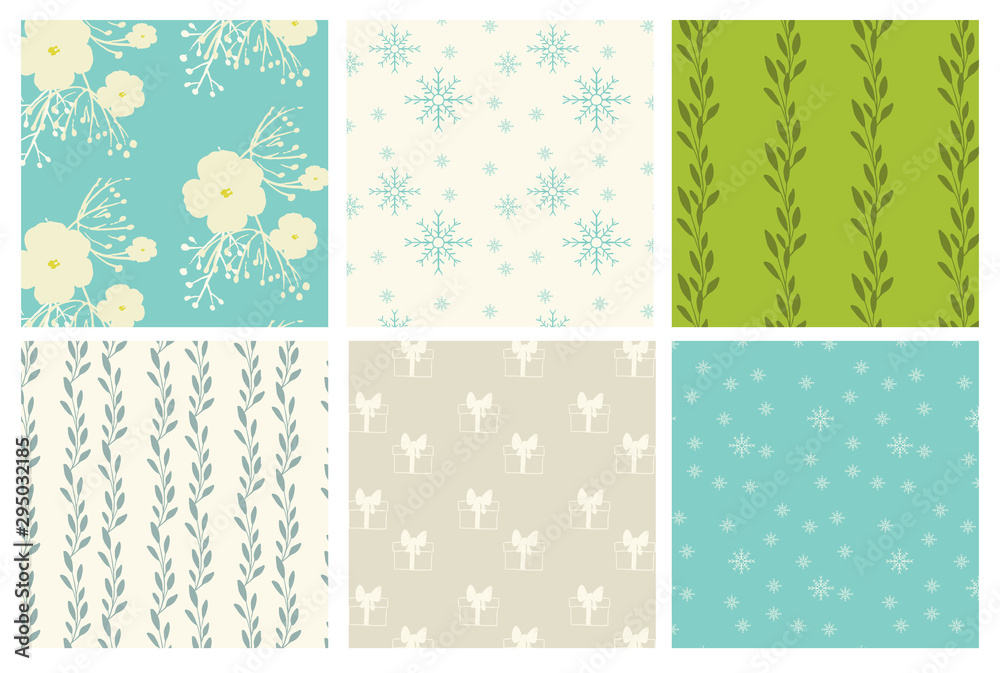 Set of  and winter swatches patterns