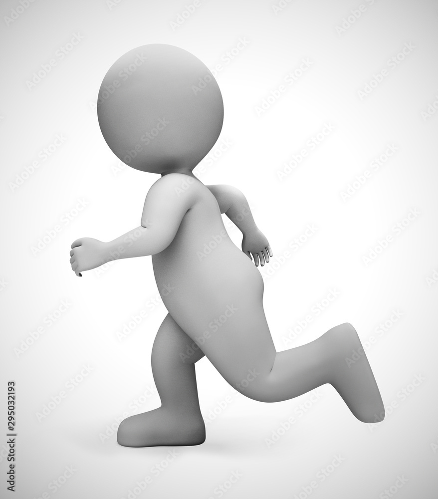 Jogging for exercise athletes during a marathon - 3d illustration Jogging for exercise athletes during a marathon - 3d illustration